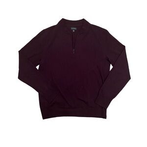 Club Monaco Men's Burgundy Quarter Zip Sweater